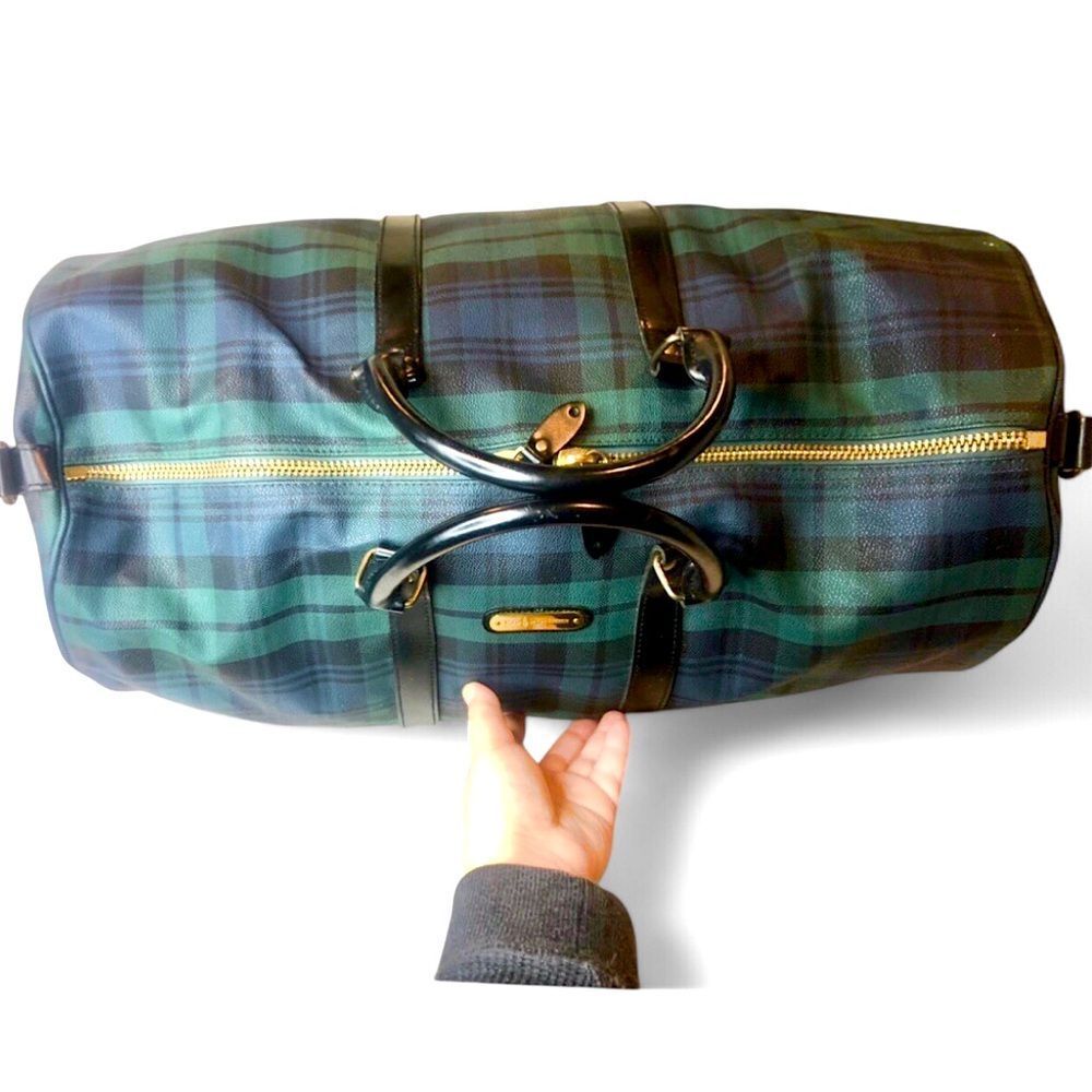 RALPH LAUREN Black Watch Plaid Boston Overnight School Camp Duffle Bag 55cm - Picture 8 of 17